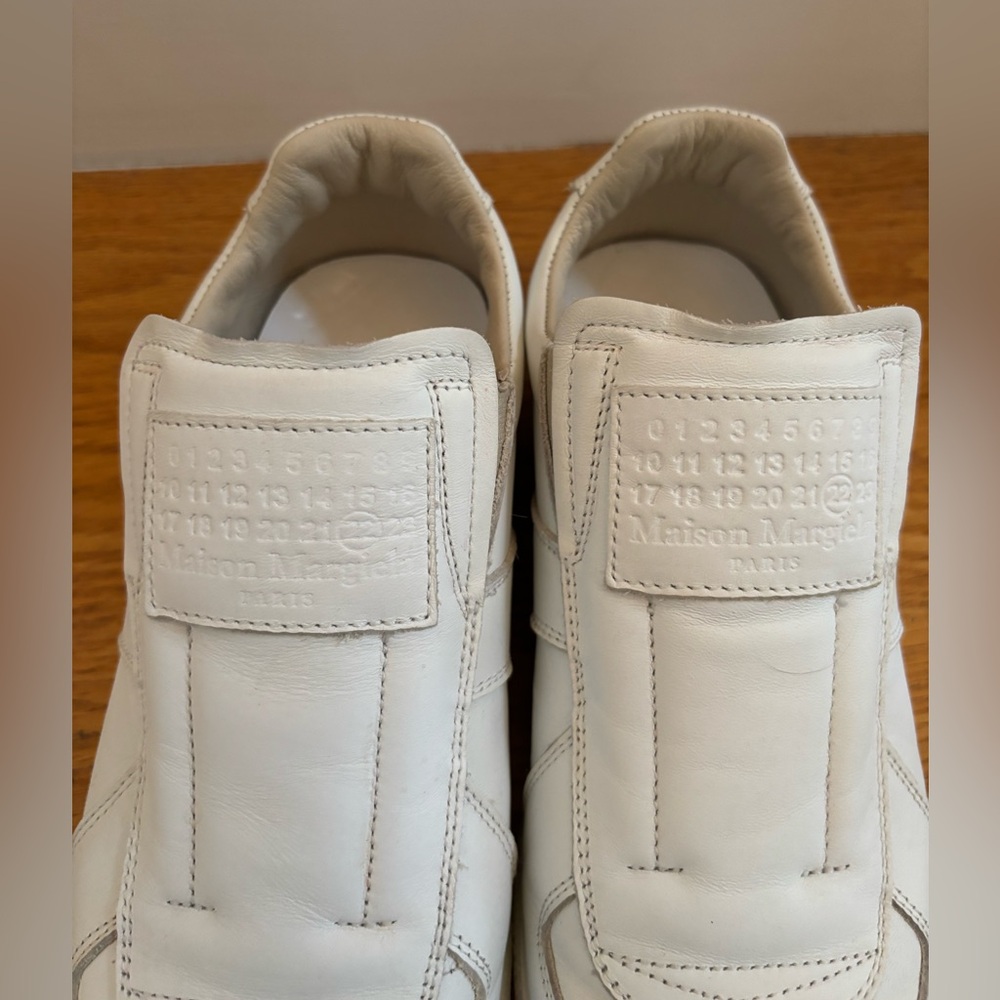 Maison Margiela Paris White Leather Sneakers. Slip-on. Made in Italy. Euro 37. - Picture 5 of 8